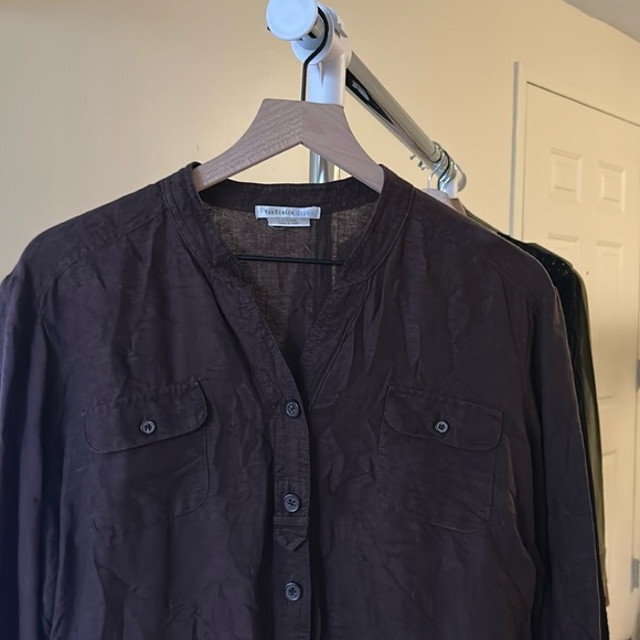 Linen Van Heusen Studio Brown Shirt - Picture 2 of 5